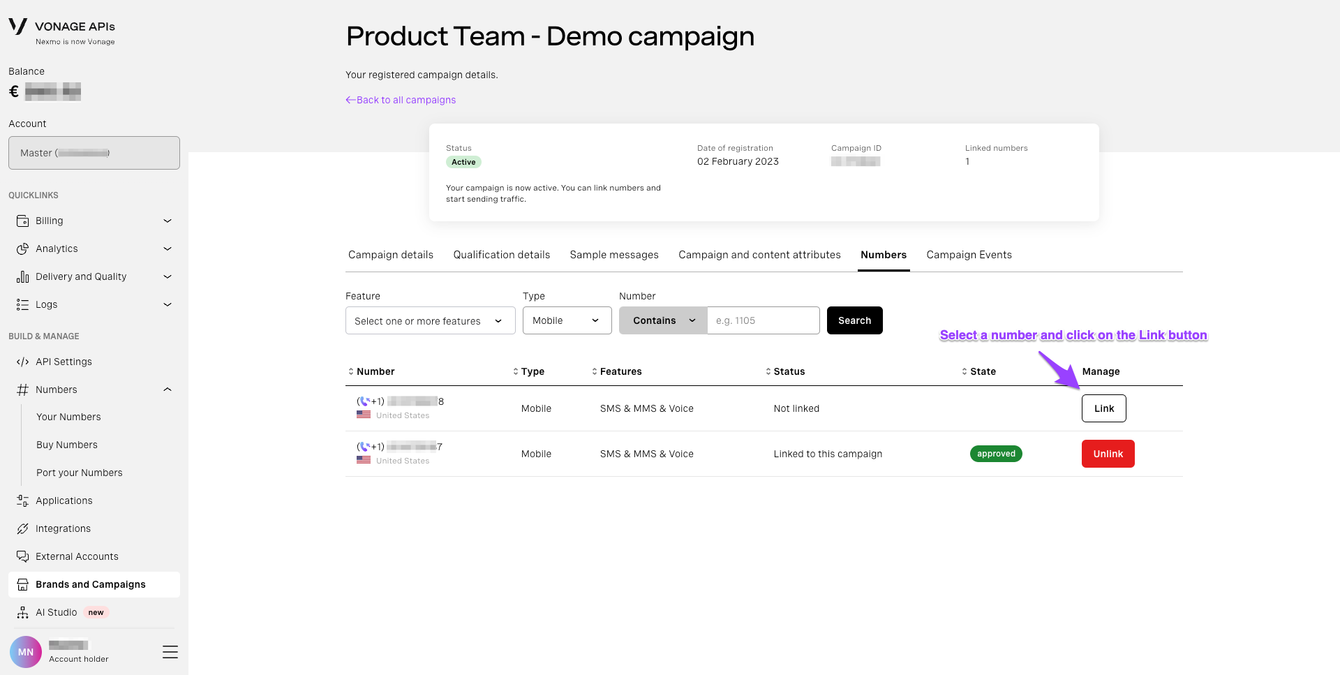 10dlc-link-unlink-a-number-to-a-campaign-via-the-dashboard-vonage